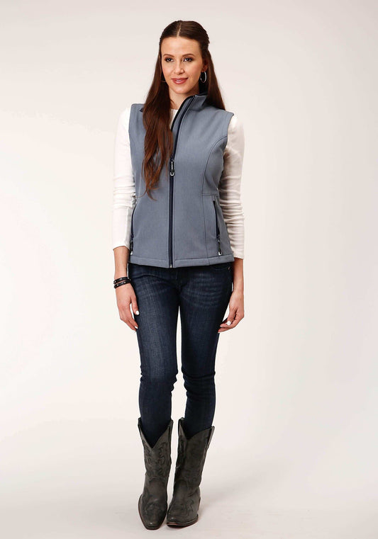 Roper Womens Tech Heathered Blue Softshell Vest - Roper - Flyclothing LLC