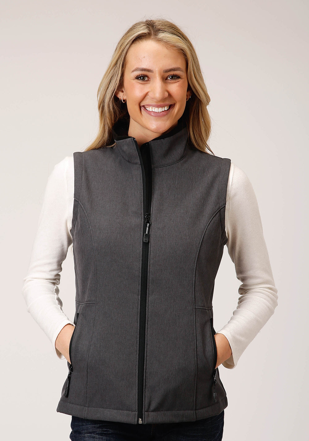 Roper Womens Tech Heather Grey Softshell Vest - Roper