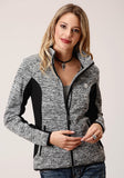 ROPER WOMENS CHARCOAL AND GRAY SWEATER KNIT ZIP FRONT JACKET - Roper