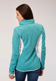 Roper Womens Melange Aqua Sweater Knit Tech Jacket - Roper