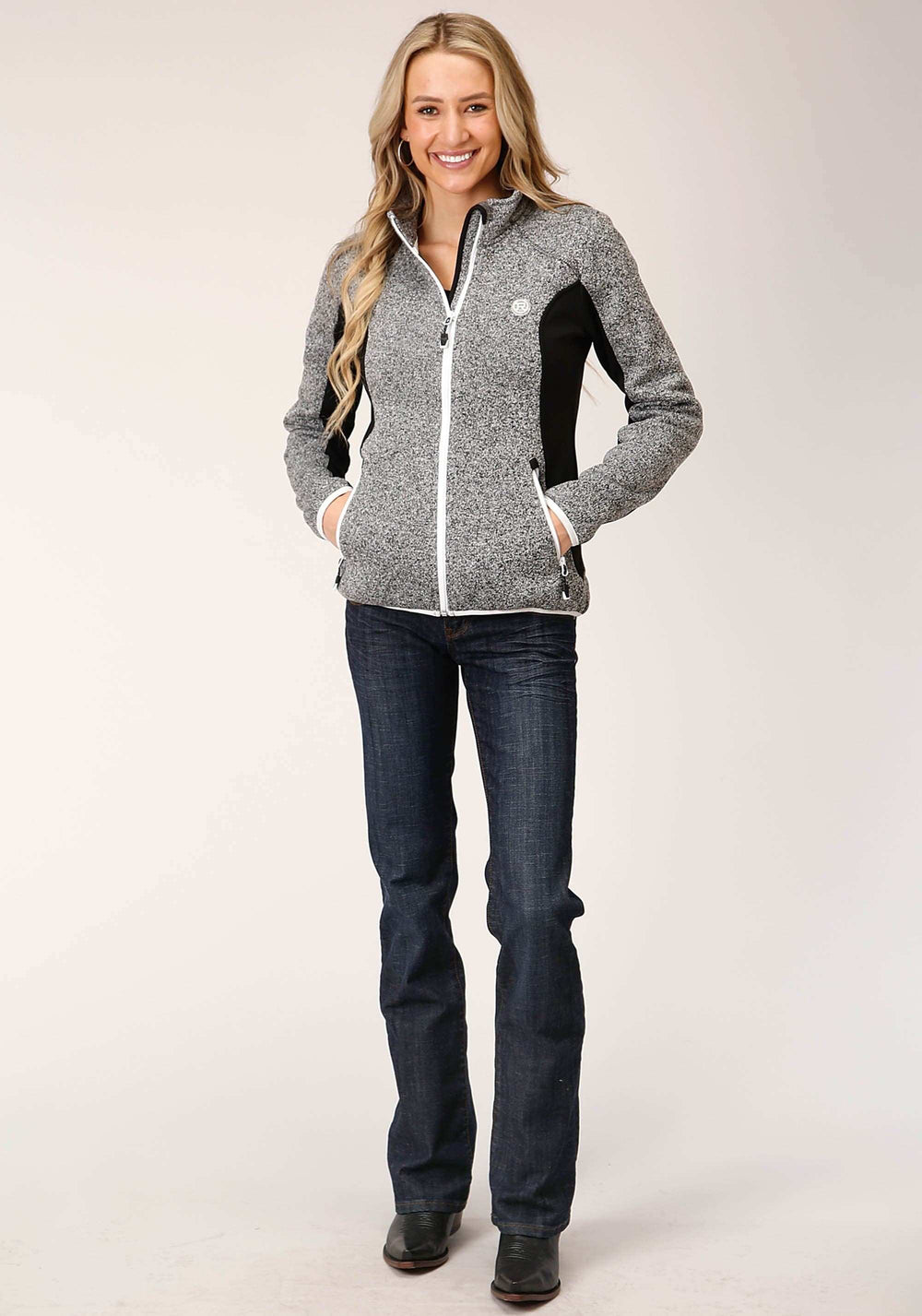Roper Womens Sweater Knit Jacket Charcoal Black Tech Jacket - Roper - Flyclothing LLC