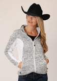 Roper Womens Cream Sweater Knit Fleece Tech Jacket - Roper