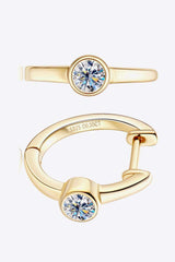 18k Gold-Plated Inlaid Moissanite Huggie Earrings - Trendsi - Flyclothing LLC