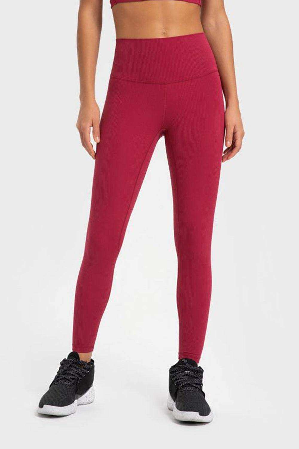 Highly Stretchy Wide Waistband Yoga Leggings - Trendsi - Flyclothing LLC