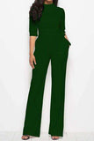 Mock Neck Tie-Waist Half Sleeve Jumpsuit - Trendsi - Flyclothing LLC