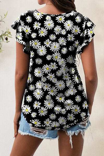 Printed Round Neck Short Sleeve T-Shirt - Trendsi - Flyclothing LLC