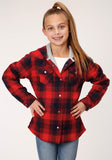 Roper Girls Long Sleeve Snap Thermal Lined Flannel Shirt Jacket - Roper