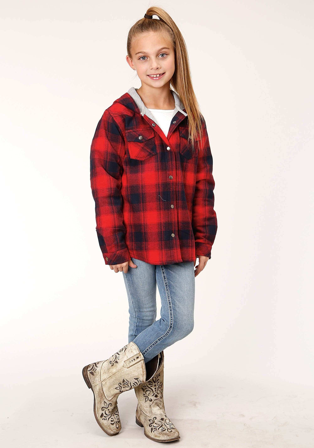 Roper Girls Long Sleeve Snap Thermal Lined Flannel Shirt Jacket - Roper - Flyclothing LLC