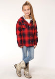 Roper Girls Long Sleeve Snap Thermal Lined Flannel Shirt Jacket - Roper