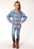 Roper Girls Long Sleeve Snap Thermal Lined Flannel Shirt Jacket - Roper
