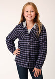 Roper Girls Long Sleeve Snap Thermal Lined Flannel Shirt Jacket - Roper
