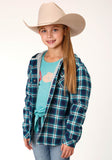 Roper Girls Long Sleeve Snap Thermal Lined Flannel Shirt Jacket - Roper