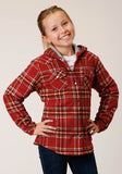 Roper Girls Long Sleeve Snap Thermal Lined Flannel Shirt Jacket - Roper