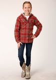 Roper Girls Long Sleeve Snap Thermal Lined Flannel Shirt Jacket - Roper