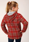 Roper Girls Long Sleeve Snap Thermal Lined Flannel Shirt Jacket - Roper