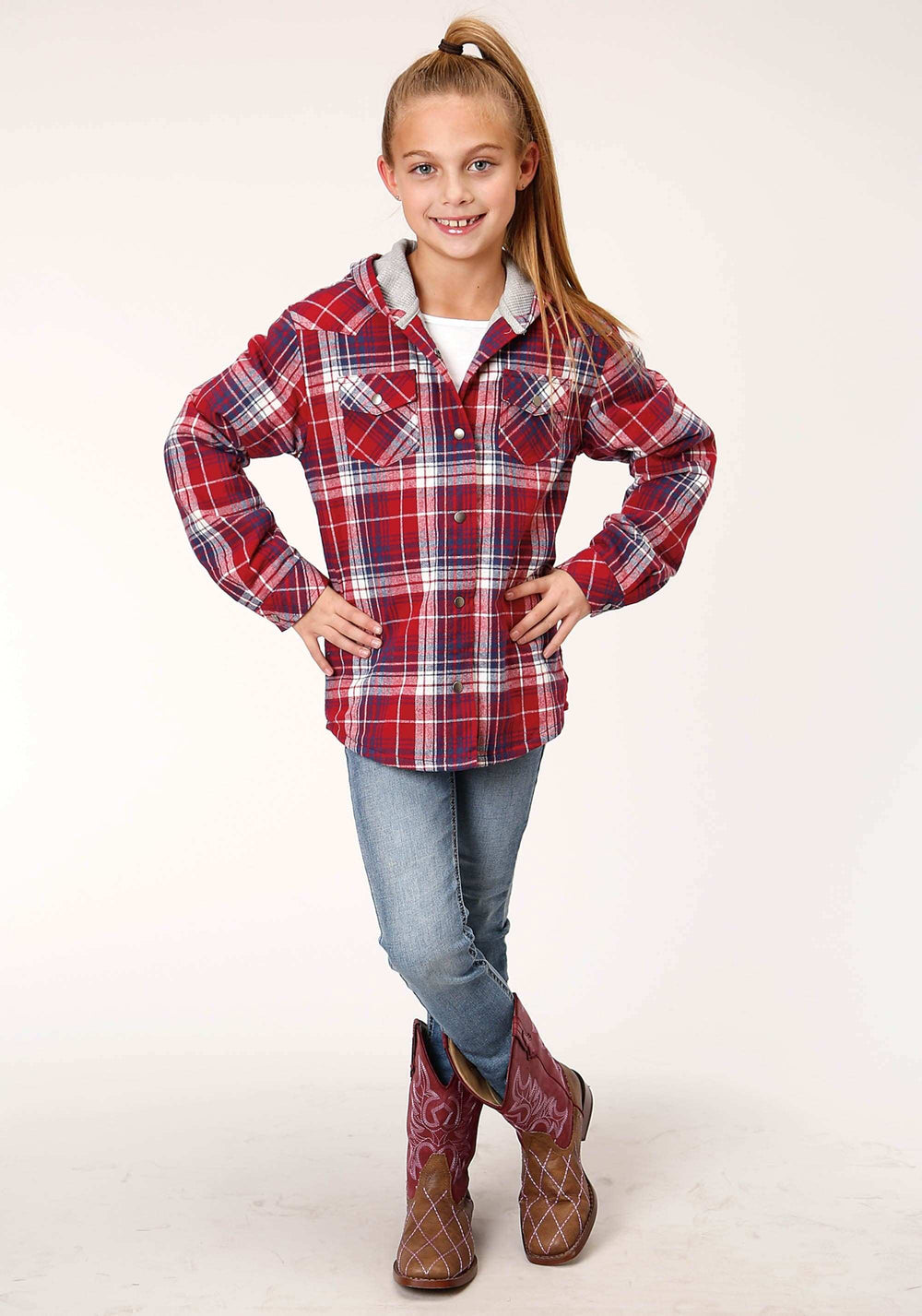Roper Girls Long Sleeve Snap Thermal Lined Flannel Shirt Jacket - Roper - Flyclothing LLC