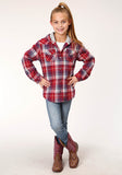 Roper Girls Long Sleeve Snap Thermal Lined Flannel Shirt Jacket - Roper
