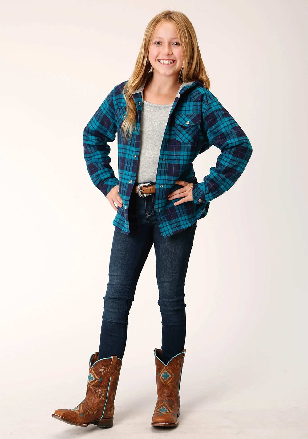 Roper Girls Long Sleeve Snap Thermal Lined Flannel Shirt Jacket - Roper - Flyclothing LLC