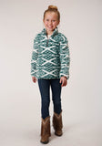 Roper Girls Womens Diamond Print Polar Fleece Pullover - Roper