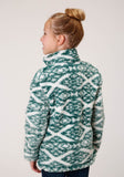 Roper Girls Womens Diamond Print Polar Fleece Pullover - Roper