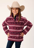Roper Girls Womens Rusty Red Aztec Print Polar Fleece Pullover - Roper