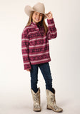 Roper Girls Womens Rusty Red Aztec Print Polar Fleece Pullover - Roper