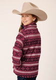Roper Girls Womens Rusty Red Aztec Print Polar Fleece Pullover - Roper