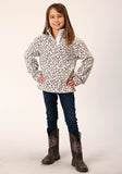 Roper Girls Womens Snow Leopard Print Polar Fleece Pullover - Roper