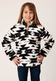 Roper Girls Womens Black White Aztec Polar Fleece Pullover - Roper