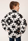 Roper Girls Womens Black White Aztec Polar Fleece Pullover - Roper