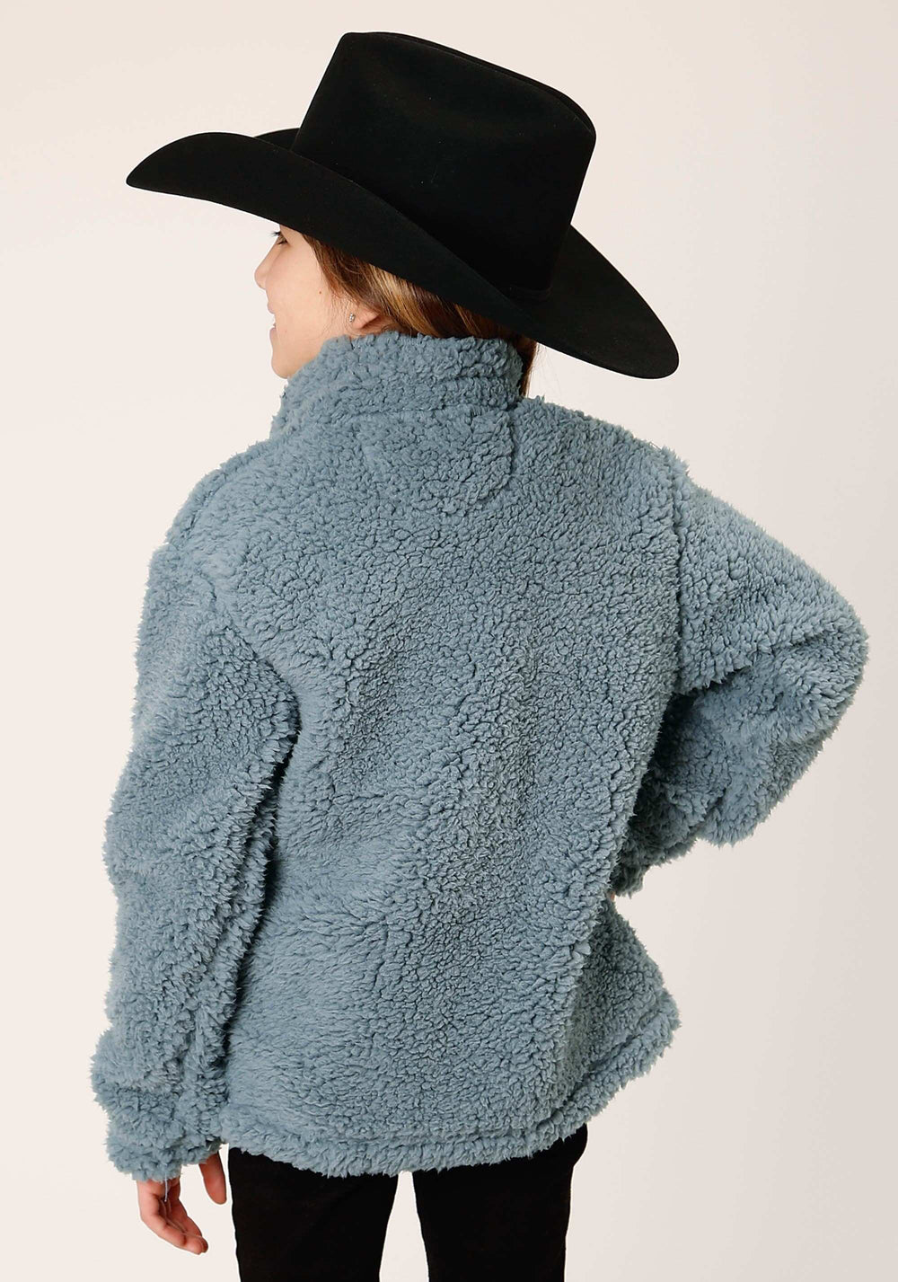 Roper Girls Womens Solid Steel Blue Polar Fleece Pullover - Roper - Flyclothing LLC