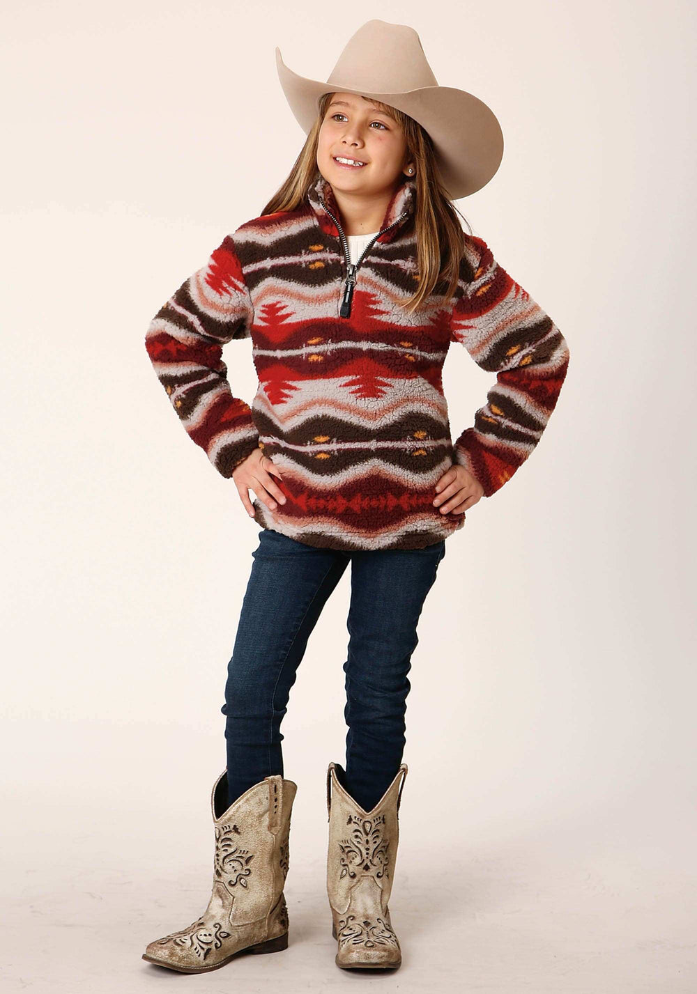 Roper Girls Womens Blanket Aztec Polar Fleece Pullover - Roper - Flyclothing LLC