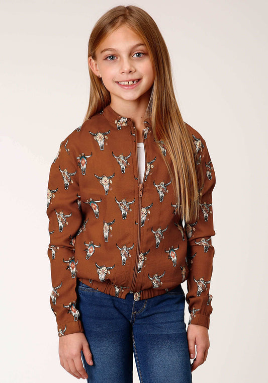 Roper Girls Cowskulls Print Bomber Style Jacket - Roper - Flyclothing LLC
