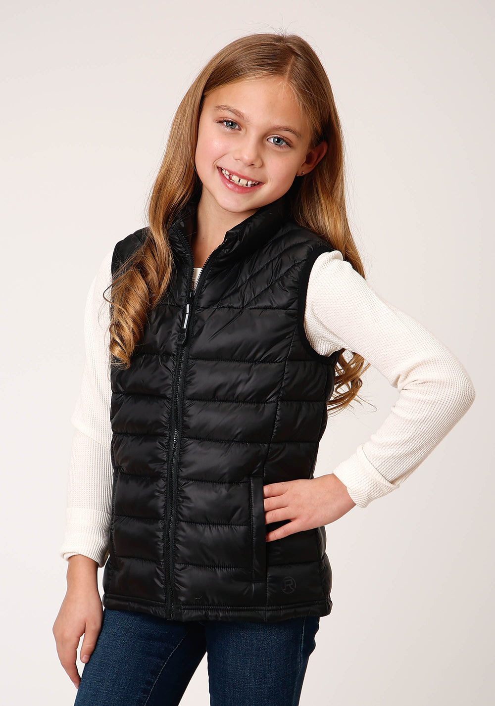 Roper Girls Parachute Black Down Vest - Roper