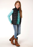 Roper Girls Crushable Poly Filled Black Down Vest - Roper