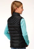 Roper Girls Crushable Poly Filled Black Down Vest - Roper