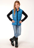 Roper Girls Crushable Poly Filled Teal Down Vest - Roper
