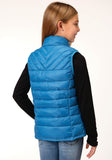Roper Girls Crushable Poly Filled Teal Down Vest - Roper
