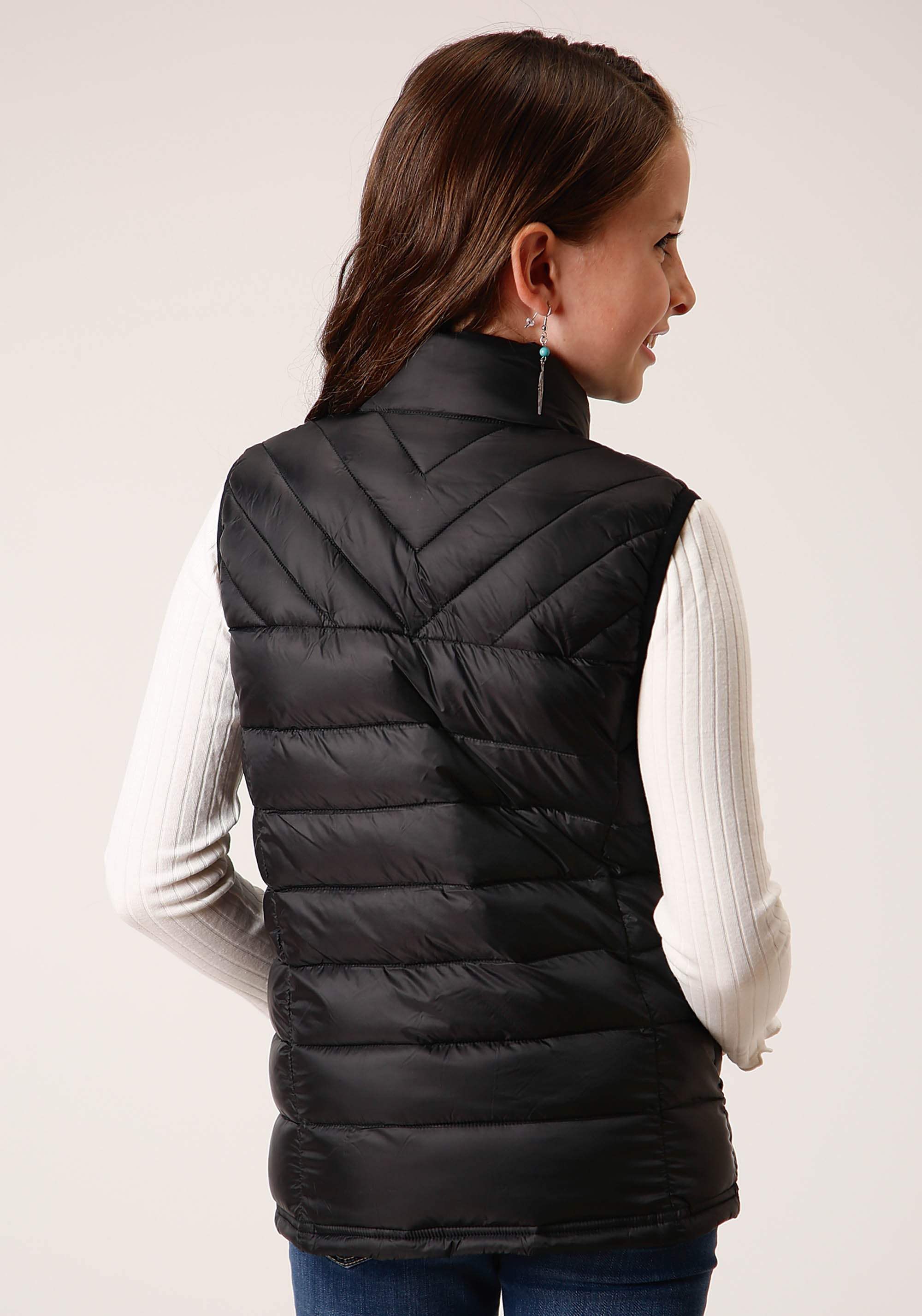 Roper Girls Black Nylon Parachute Down Vest - Roper - Flyclothing LLC
