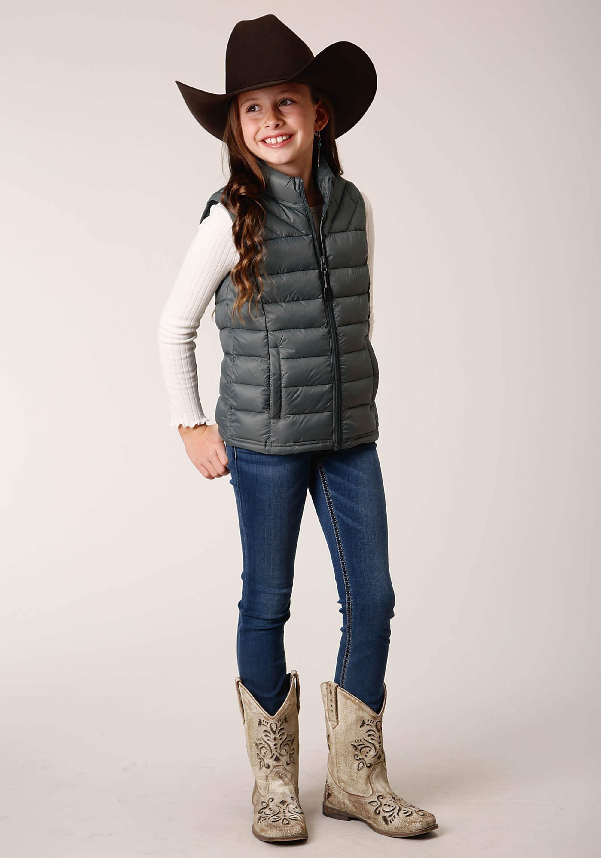 Roper Girls Slvr Sage Nylon Parachute Down Vest - Roper - Flyclothing LLC