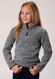Roper Girls Heathered Grey Fleece 3/4 Zip Pullover - Roper
