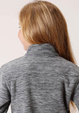 Roper Girls Heathered Grey Fleece 3/4 Zip Pullover - Roper