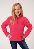 Roper Girls Melange Neon Pink Micro Polar Fleece Pullover - Roper