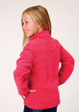 Roper Girls Melange Neon Pink Micro Polar Fleece Pullover - Roper