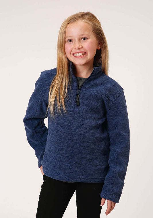 Roper Girls Melange Navy Micro Polar Fleece Pullover - Roper - Flyclothing LLC