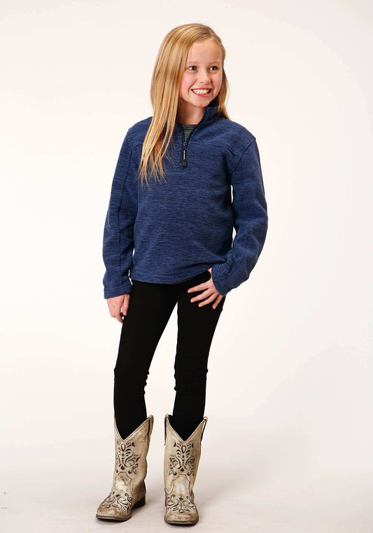 Roper Girls Melange Navy Micro Polar Fleece Pullover - Roper - Flyclothing LLC