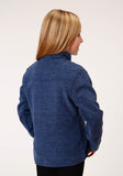 Roper Girls Melange Navy Micro Polar Fleece Pullover - Roper
