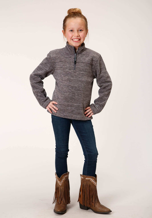 Roper Girls Melange Grey Micro Polar Fleece Pullover - Roper - Flyclothing LLC