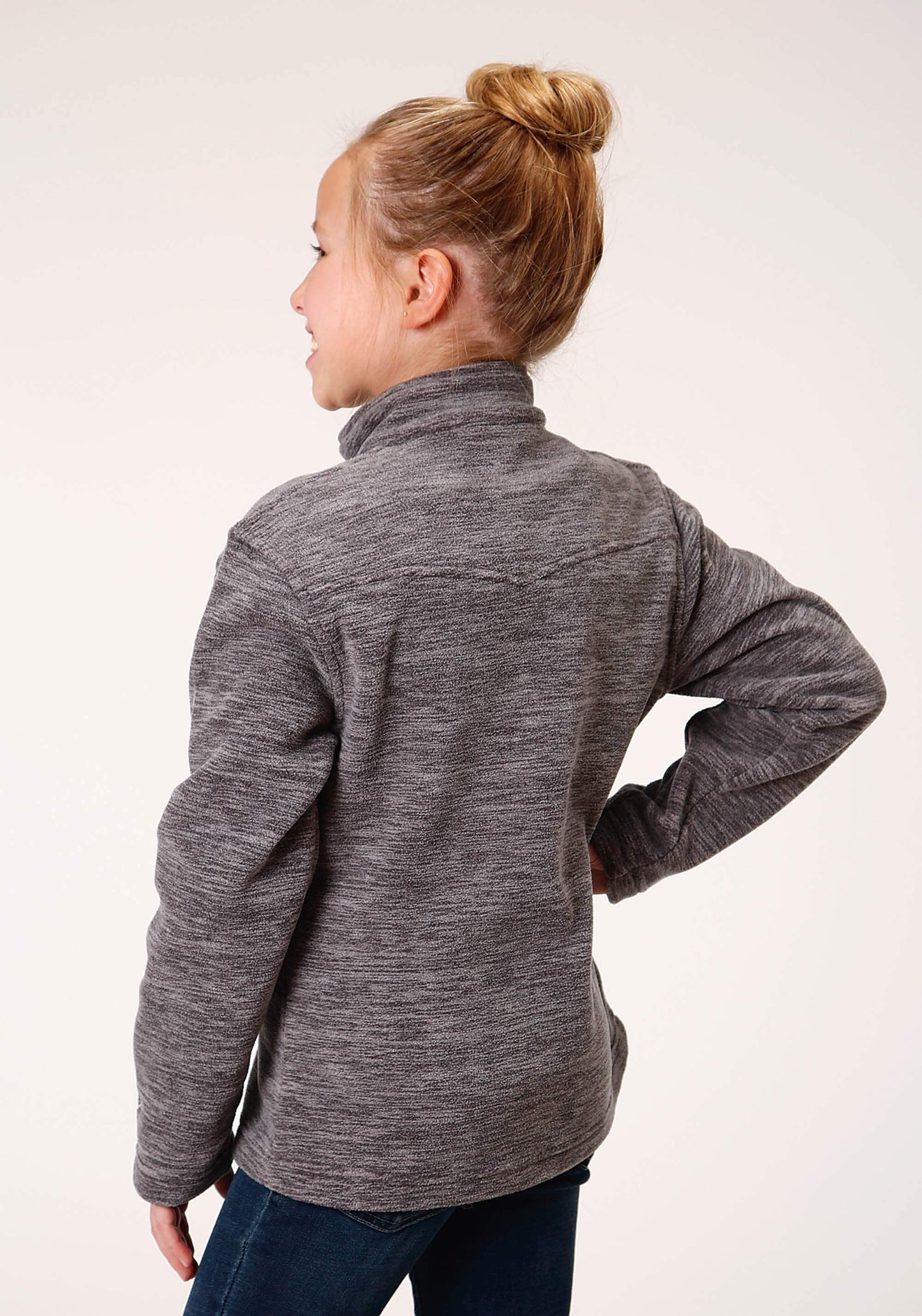 Roper Girls Melange Grey Micro Polar Fleece Pullover - Roper - Flyclothing LLC