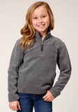 Roper Girls Heathered Charcoal Micro Polar Fleece Pullover - Roper